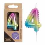 Idena Zahlenkerze 4 Regenbogen metallic