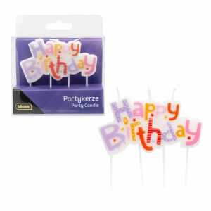 Idena Kerzen Happy Birthday lila/rosa