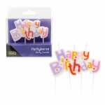 Idena Kerzen Happy Birthday lila/rosa