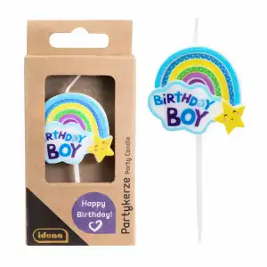 Idena Kerze Regenbogen Birthday Boy blau