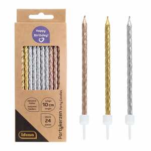 Idena Partykerzen 24er Gold, Silber, Kupfer