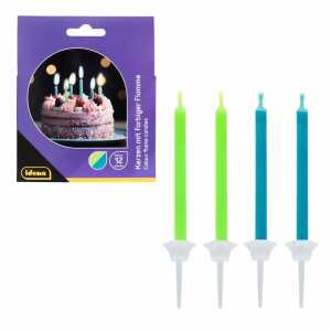 Idena Kerzen mit bunter Flamme blau/grün 12er
