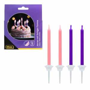 Idena Kerzen mit bunter Flamme rosa/lila 12er