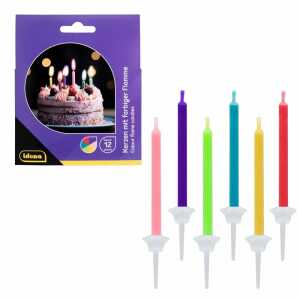 Idena Kerzen mit bunter Flamme mehrfarbig 12er