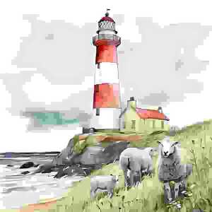 Servietten 33x33cm Lighthouse & Sheep, 3-lagig, 20er