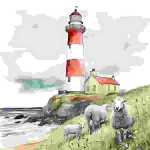 Servietten 33x33cm Lighthouse & Sheep, 3-lagig, 20er