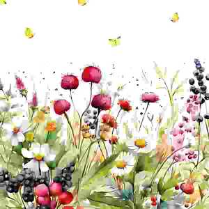 Servietten 33x33cm Sweet Berry Meadow, 3-lagig, 20er