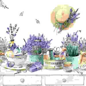 Servietten 33x33cm Lavender Farm in Provence, 3-lagig, 20er