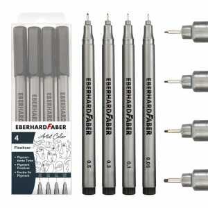 Pigment Fineliner schwarz 4er Etui, 0,05, 0,1, 0,3 und 0,5 mm