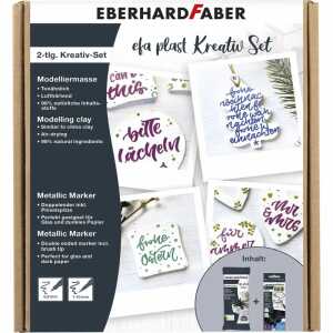 Kreativ Set EFA Plast 6x Metallic Marker Duo, Modelliermasse weiß 500g