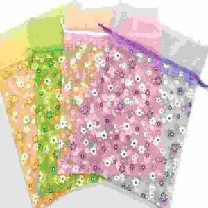 Organzabeutel 23 x 16cm mit Blumen beflockt sort.