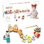 Fädelspiel Fröhliche Zwerge, 12xHolzfiguren an...