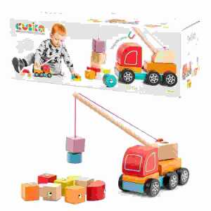 Holzspielzeug LKW mit Kran 14teilig, mit Magneten