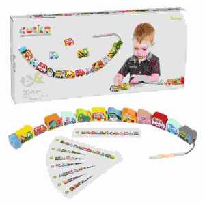 Fädelspiel Fliegende Autos, 12xHolzfiguren an Schnur