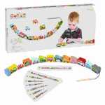 Fädelspiel Fliegende Autos, 12xHolzfiguren an Schnur