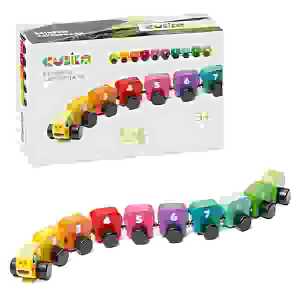 Holzzug Regenbogenraupe 10teilig mit Magneten