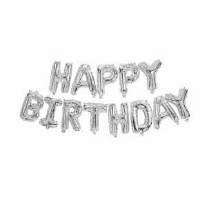 Folienballon Happy Birthday silber, Procos