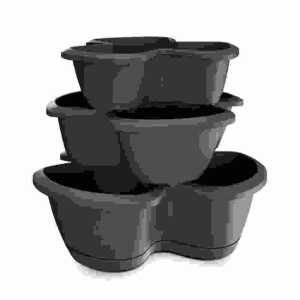 Kaskadenblumentopf Respana Trio 3 Fächer, anthrazit, 3 Töpfe