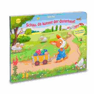 Schau da kommt der Osterhase!, Mitmachbuch mit 5 Schiebern Pappenbuch