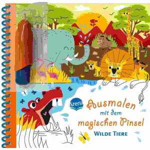 Ausmalen mit magischem Pinsel Wilde Tiere, 14 Seiten