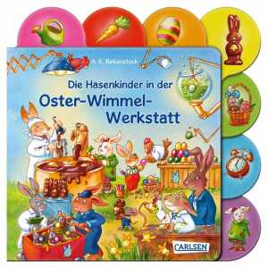 Die Hasenkinder in der Oster-Wimmel-Werkstatt, Pappenbuch,