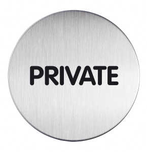 Durable Piktogramm engl PRIVATE 83mm silberfarben aus Aluminium