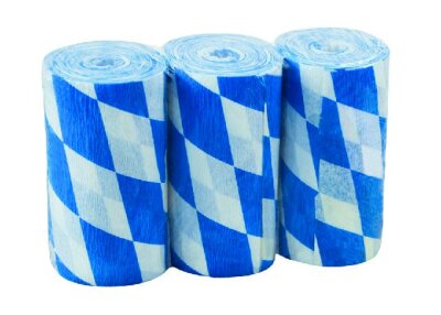 Staufen Krepp FLAGGEN 45g/qm 10cmx10m DIN4102B1 3er Poly weiss-blau