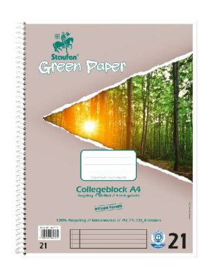 Staufen Collegeblock A4 80Bl 70g Lin21 Green Paper liniert mIR recycl