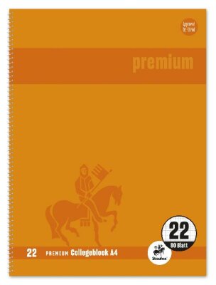 Staufen Collegeblock A4 80Bl 90g Lin22 Premium T orang kariert mIR hfrei