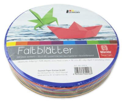 Staufen Faltblätter tauchgefärbt 60g/qm 18cm rund 500 Bogen sortiert