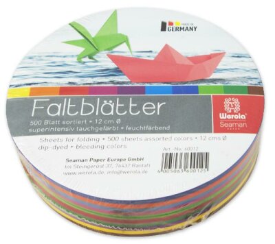 Staufen Faltblätter tauchgefärbt 60g/qm 12cm rund 500 Bogen sortiert