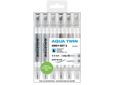 Molotow Twinmarker Aqua Twin 1mm/2-6mm Etui Basic-Set 2 6 Stück