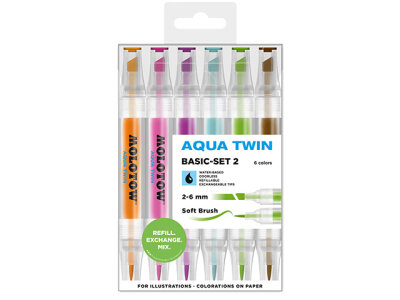 Molotow Twinmarker Aqua Twin 1mm/2-6mm Etui Basic-Set 2 6 Stück