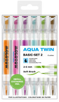 Molotow Twinmarker Aqua Twin 1mm/2-6mm Etui Basic-Set 2 6 Stück