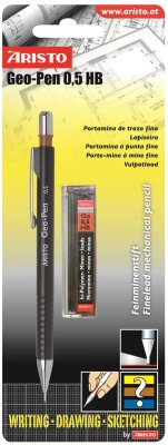 Aristo Feinminenstift Geo-Pen 0.5 schwarz, Ersatzminen, im Blister