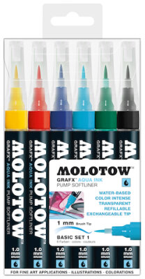 Molotow Pump Softliner Aqua 1mm Etui Basic-Set 1 6 Stück