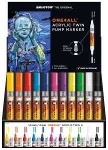 Molotow Acrylmarker ONE4ALL ACRYLIC TWIN 33er Sales Display, Top Seller