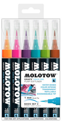 Molotow Pump Softliner Aqua 1mm Etui Basic-Set 2 6 Stück