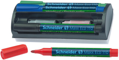 Schneider Whiteboard-Kit Maxx Eco 110 4er Set, Patronen und Tafelwischer