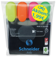 Schneider Textmarker Job Aktion Sonder Karton-Etui 4 Stück