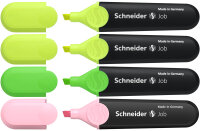 Schneider Textmarker Job sortiert Etui 4 Stück Aktion 3+1