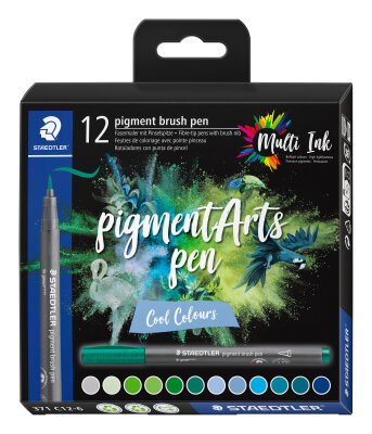 Staedtler pigment brush pen Cool Col 12ST