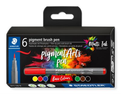 Staedtler pigment brush pen Basic Colour 6ST