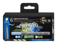 Staedtler pigment brush pen Blues&Greens 6ST