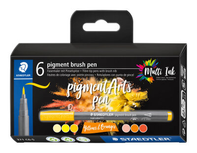 Staedtler pigment brush pen Yellows&Oran 6ST