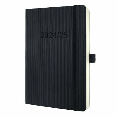 SIGEL C2506 Wochenkalender Conceptum 2024/2025 - black - 18 Monate - 2 Seiten = 1 Woche - Softcover - 80 g/m² - ca. A5 - schwarz - 256 Seiten - PEFC-zertifiziert