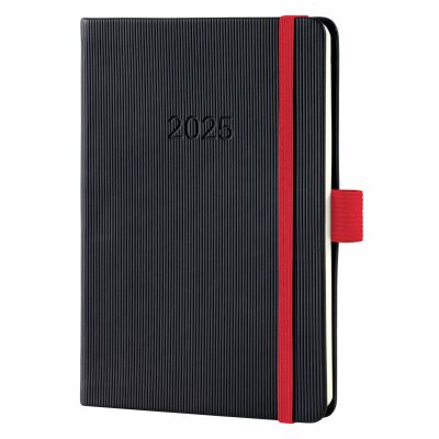 SIGEL C2509 Wochenkalender Conceptum 2025 - black-red - 1 Jahr - 2 Seiten = 1 Woche - Hardcover - 80 g/m² - ca. A6 - schwarz/rot - 176 Seiten - PEFC-zertifiziert