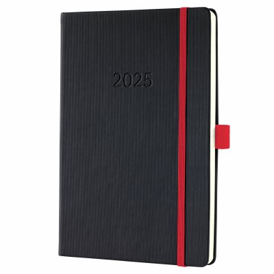 SIGEL C2508 Wochenkalender Conceptum 2025 - black-red - 1 Jahr - 2 Seiten = 1 Woche - Hardcover - 80 g/m² - ca. A5 - schwarz/rot - 192 Seiten - PEFC-zertifiziert