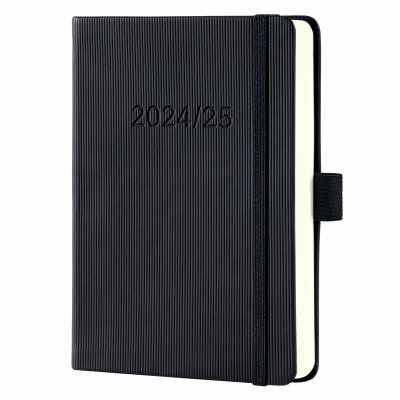 SIGEL C2502 Wochenkalender Conceptum 2024/2025 - black - 18 Monate - 2 Seiten = 1 Woche - Hardcover - 80 g/m² - ca. A6 - schwarz - 240 Seiten - PEFC-zertifiziert