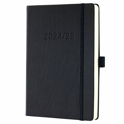 SIGEL C2501 Wochenkalender Conceptum 2024/2025 - black - 18 Monate - 2 Seiten = 1 Woche - Hardcover - 80 g/m² - ca. A5 - schwarz - 256 Seiten - PEFC-zertifiziert